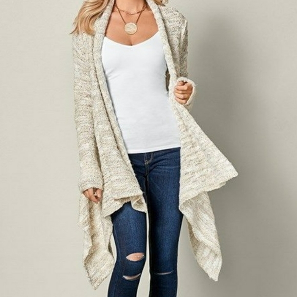 VENUS Sweaters - Venus Soft Tan Cream Knit Cardigan XL